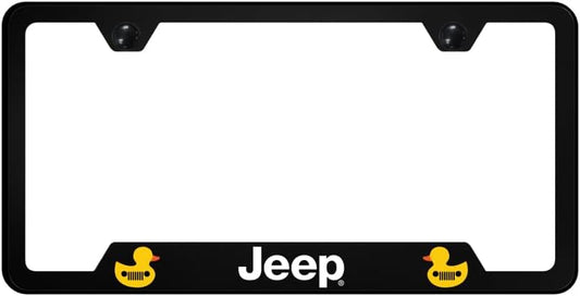 Au-TOMOTIVE GOLD, INC. Officially Licensed UV Print on Black Polycarbonate Notched License Plate Frame for Jeep Duck