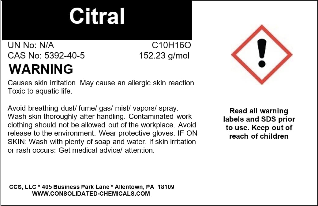 Citral High Purity Aroma Compound 30ml (1 Fl Oz)