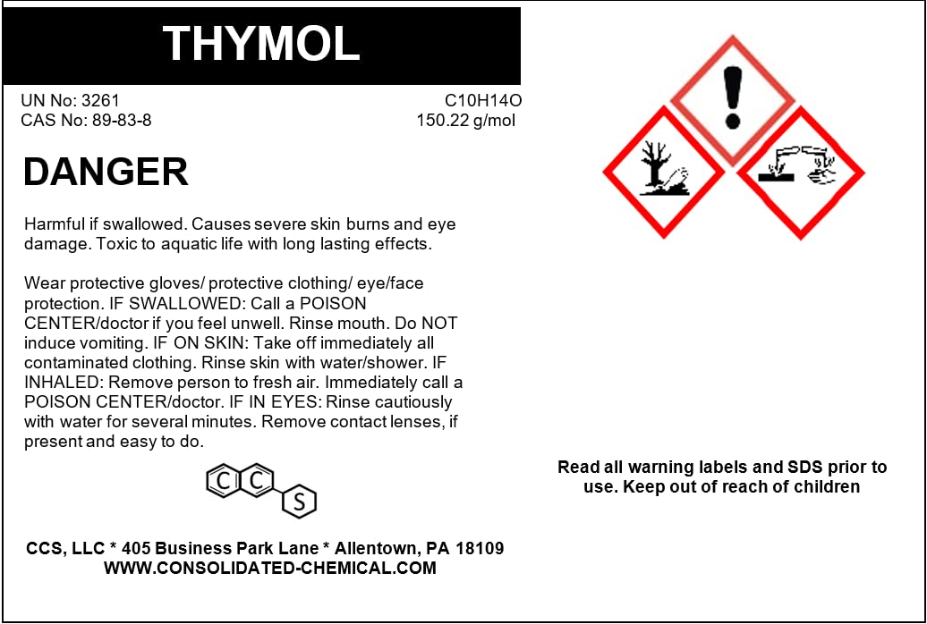 Thymol Crystals High Purity Aroma Compound (500 Grams)