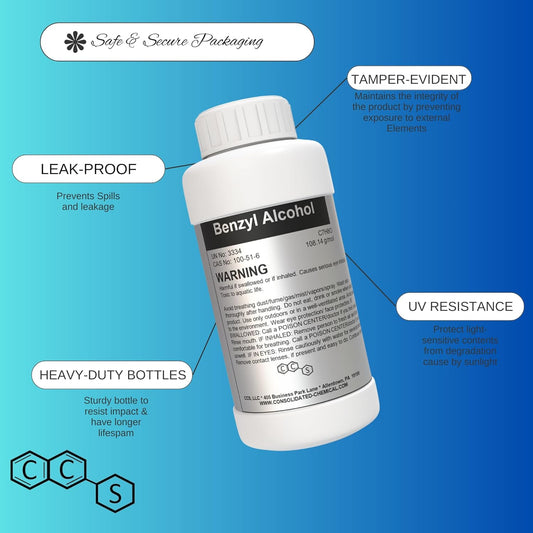 Benzyl Alcohol High Purity - New Tamper-Evident Sealed Bottles 1000ml (32 FL Oz)