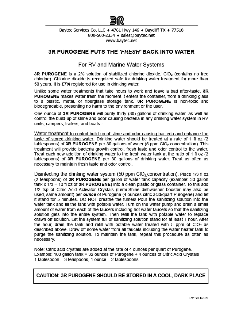 BayTec Containers 4oz Drinking Water Preserver Purog for Long-Term Storage of Drinking Water