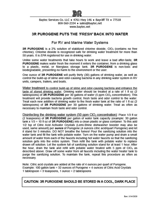 BayTec Containers 4oz Drinking Water Preserver Purog for Long-Term Storage of Drinking Water