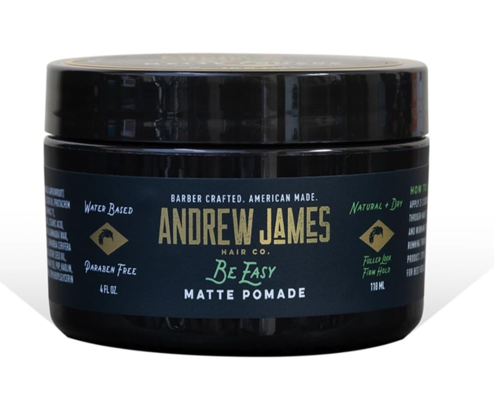 ANDREW JAMES Be Easy | Cream Pomade | Firm Strong Hold | Natural Matte Finish | 4 Ounce