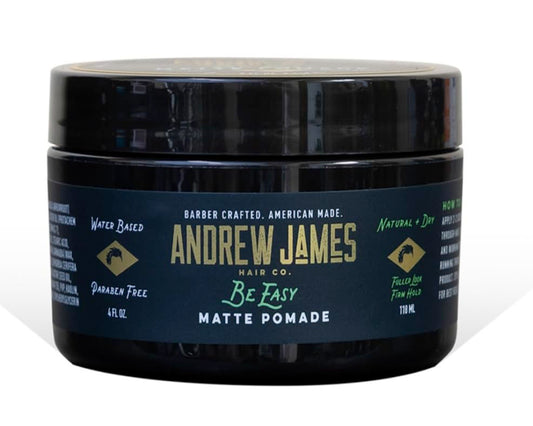 ANDREW JAMES Be Easy | Cream Pomade | Firm Strong Hold | Natural Matte Finish | 4 Ounce