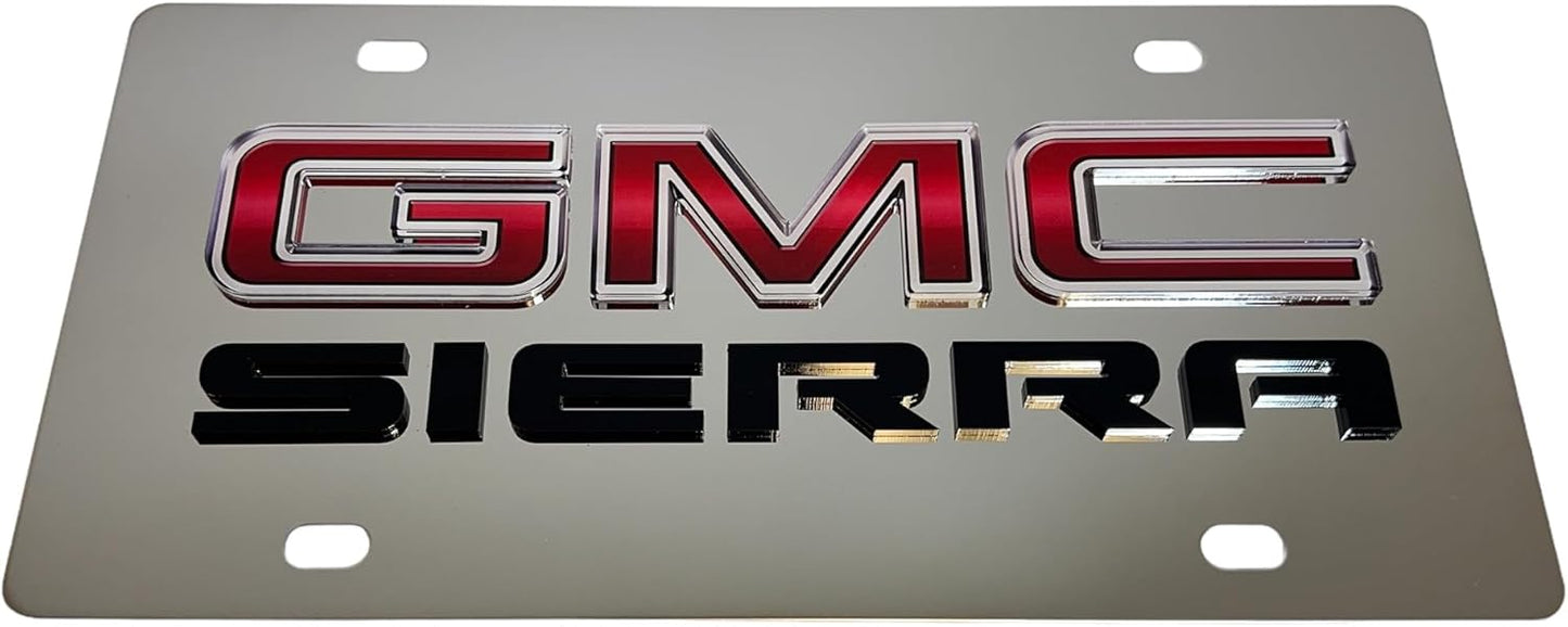 Eurosport Daytona- Compatible with -, GMC Sierra Badge -Stainless Steel License Plate