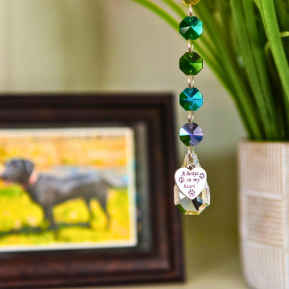 Pet Perennials Pet Memorial Suncatcher – Crystal Rainbow Prism with Angel Wings & Paw Print Charm – Cat and Dog Loss Gifts for Window Display – Memorial Ornament for Remembrance