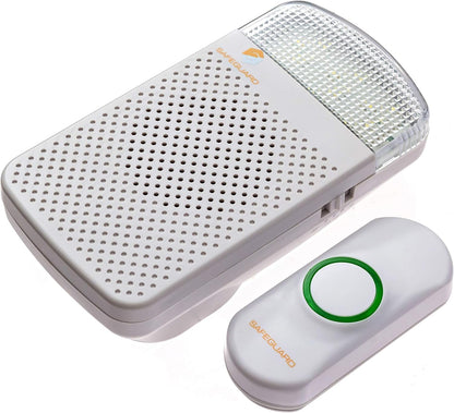 Safeguard Supply Wireless Doorbell Kit- 1000' Range Plug In Doorbell Ideal As Hearing Impaired Doorbell & Deaf Doorbell - Available 95dB Volume Setting & Attention Grabbing Flashing Doorbell Strobe