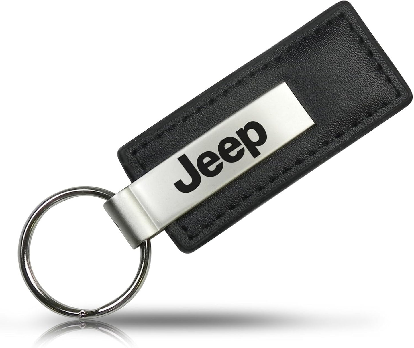 Au-Tomotive Gold, Inc. Leather Key Fob Compatible with Jeep (Black)