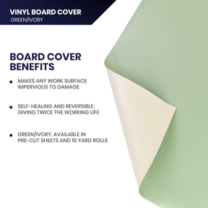Pacific Arc Vinyl Board Cover. Self Healing and Stain Resistant Green/Ivory Sheet, 37.5 inches by 60 inches
