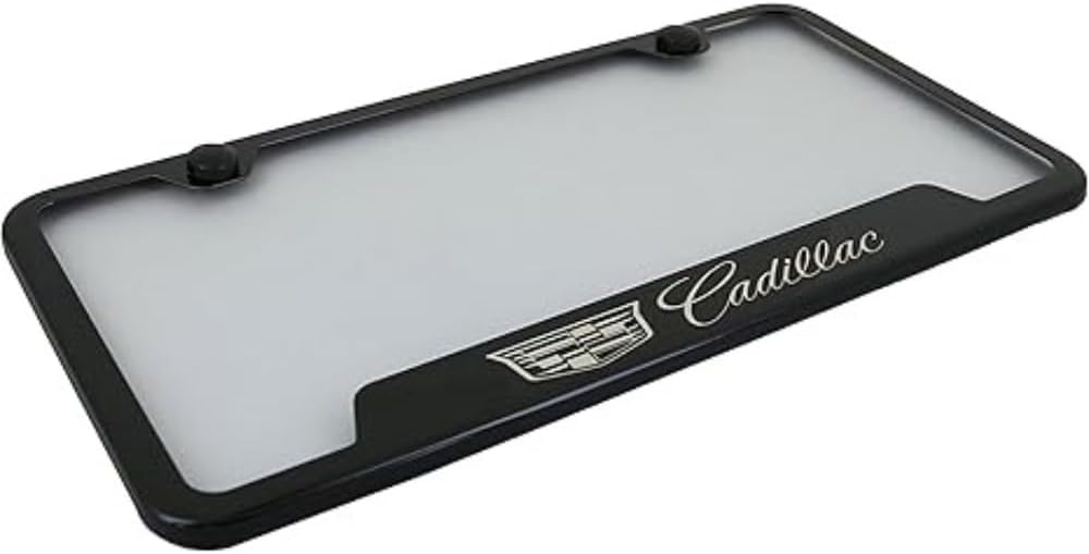 Au-TOMOTIVE GOLD INC. Officially Licensed Laser Etched Stainless Steel Cut-Out License Frame for Cadillac (Black)
