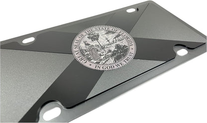Eurosport Daytona- Compatible with -, Carbon Steel License Plate- Black Florida State Flag Matte Black/Black Opaque