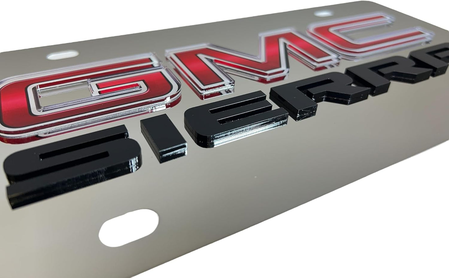 Eurosport Daytona- Compatible with -, GMC Sierra Badge -Stainless Steel License Plate