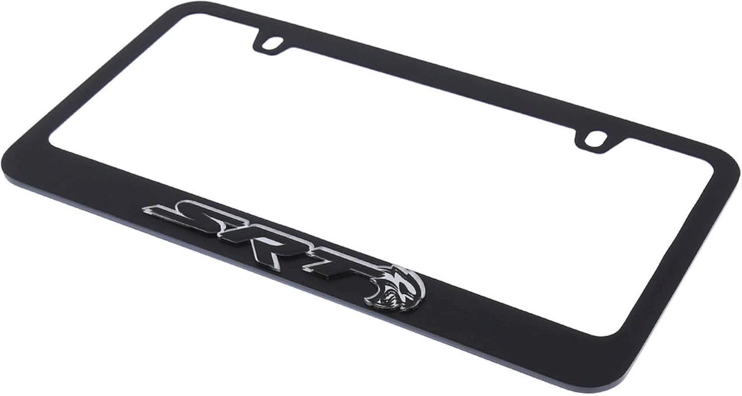 Eurosport Daytona- Compatible with -, Black License Plate Frame- SRT with Hellcat UV Direct Black on Mirror Acrylic