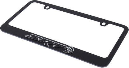 Eurosport Daytona- Compatible with -, Black License Plate Frame- SRT with Hellcat UV Direct Black on Mirror Acrylic