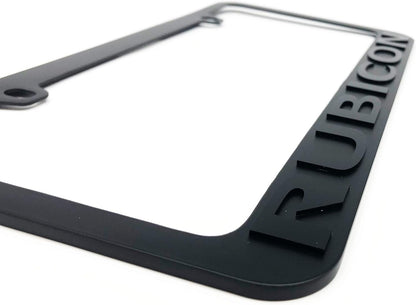 Jeep Rubicon Stealth Blackout License Plate Frame - Black with Black Script Logo