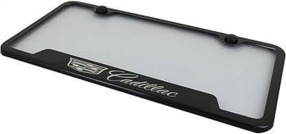 Au-TOMOTIVE GOLD INC. Officially Licensed Laser Etched Stainless Steel Cut-Out License Frame for Cadillac (Black)