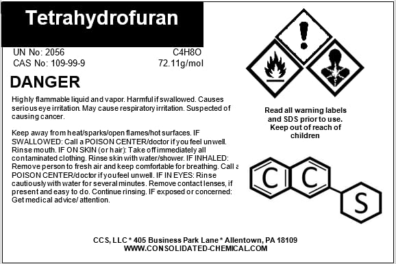 Tetrahydrofuran (THF) High Purity Solvent - 100mL (3.3 Fl Oz)
