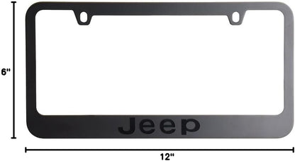 Jeep Stealth Blackout License Plate Frame - Black with Black Script Logo