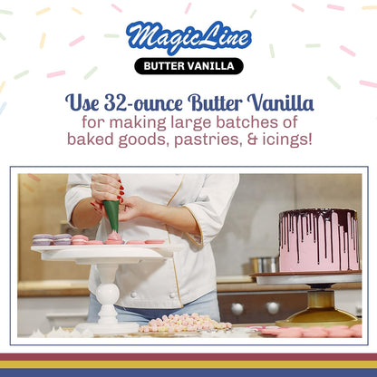 Magic Line Butter Vanilla Flavoring Oil for Baking - Replaces Vanilla Flavor Extracts (32 Ounces)