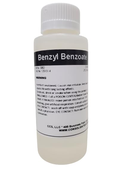 CCS CONSOLIDATED CHEMICAL & SOLVENTS Benzyl Benzoate 60ml (2 fl oz) High Purity Fragrance/Aroma Compound