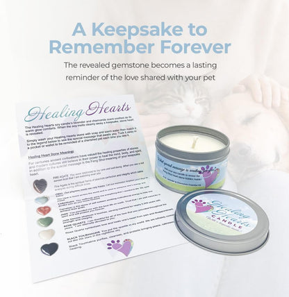 Pet Perennials Dog Memorial Candle – Healing Hearts Soy Wax with Hidden Keepsake Stone & Sympathy Card – Lavender Chamomile Pet Memorial Candle for Remembrance – Dog Condolences Gift for Loss