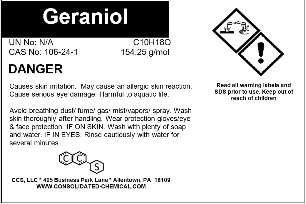 Geraniol High Purity Aroma Compound 30ml (1fl Oz)