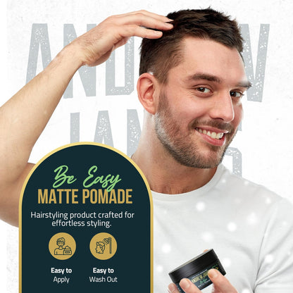 ANDREW JAMES Be Easy | Cream Pomade | Firm Strong Hold | Natural Matte Finish | 4 Ounce