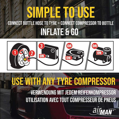AIRMAN Tire Repair Sealant 450ml UNIBOTTLE - Tire Repair Sealant Can Be Used with Any Compressor