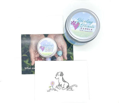 Pet Perennials Dog Memorial Candle – Healing Hearts Soy Wax with Hidden Keepsake Stone & Sympathy Card – Lavender Chamomile Pet Memorial Candle for Remembrance – Dog Condolences Gift for Loss